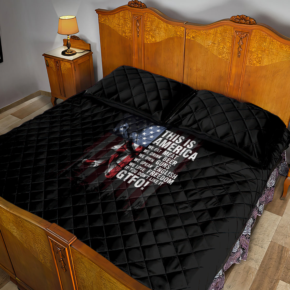 This Is America Patriotic Skull Quilt Bed Set - Wonder Print Shop