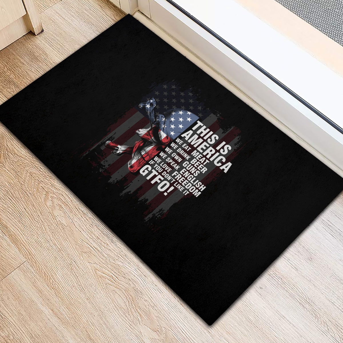 This Is America Patriotic Skull Rubber Doormat - Wonder Print Shop