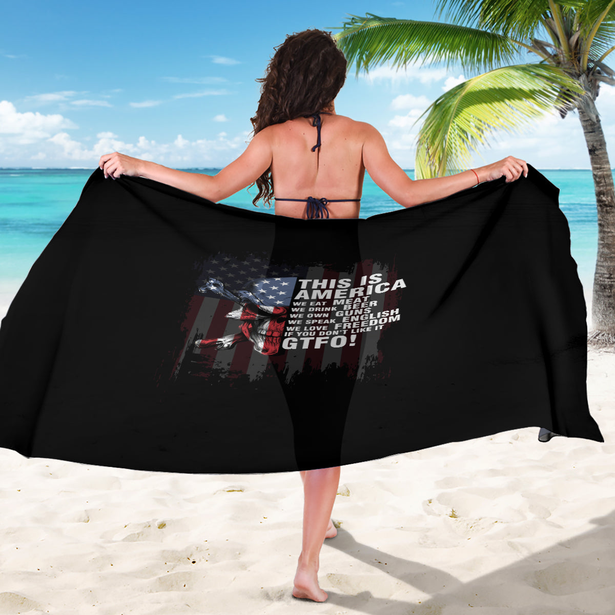 This Is America Patriotic Skull Sarong - Wonder Print Shop