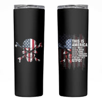 This Is America Patriotic Skull Skinny Tumbler - Wonder Print Shop