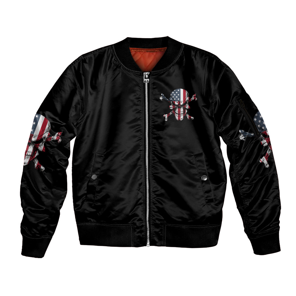 This Is America Patriotic Skull Sleeve Zip Bomber Jacket - Wonder Print Shop