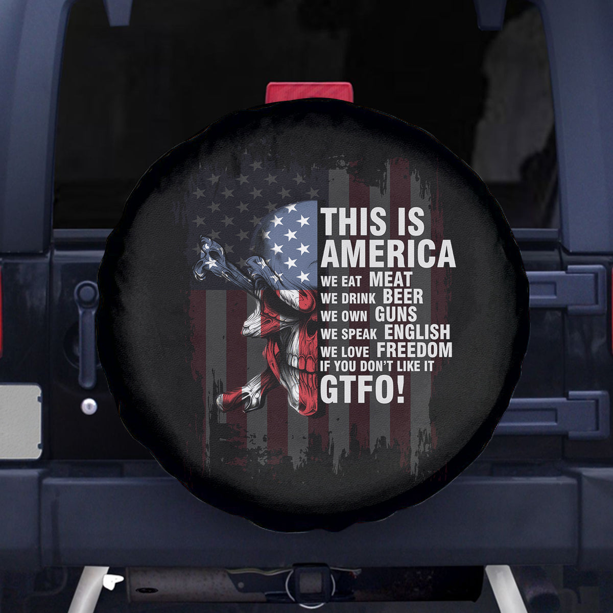 This Is America Patriotic Skull Spare Tire Cover - Wonder Print Shop