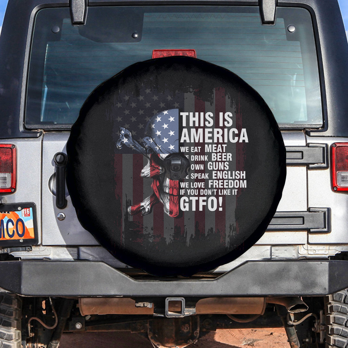 This Is America Patriotic Skull Spare Tire Cover - Wonder Print Shop