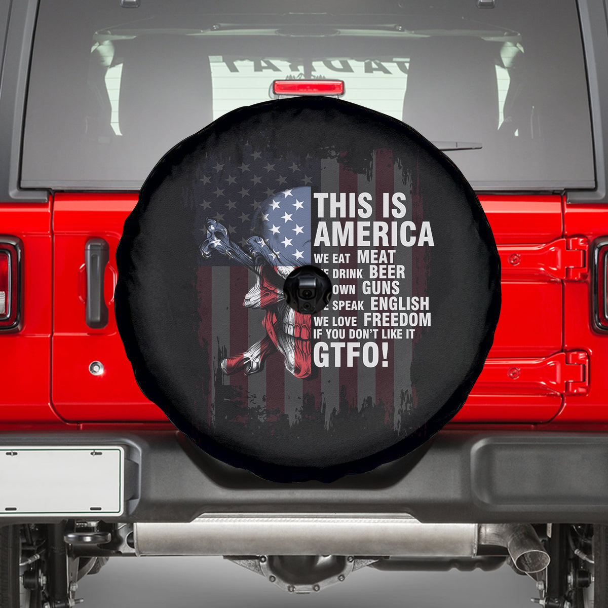 This Is America Patriotic Skull Spare Tire Cover - Wonder Print Shop