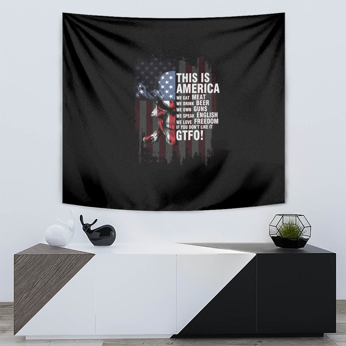 This Is America Patriotic Skull Tapestry - Wonder Print Shop