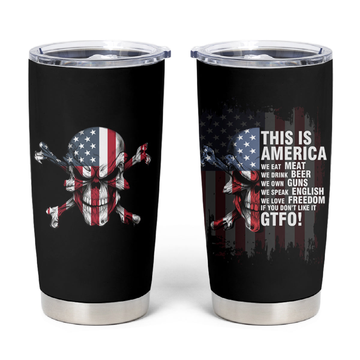 This Is America Patriotic Skull Tumbler Cup - Wonder Print Shop