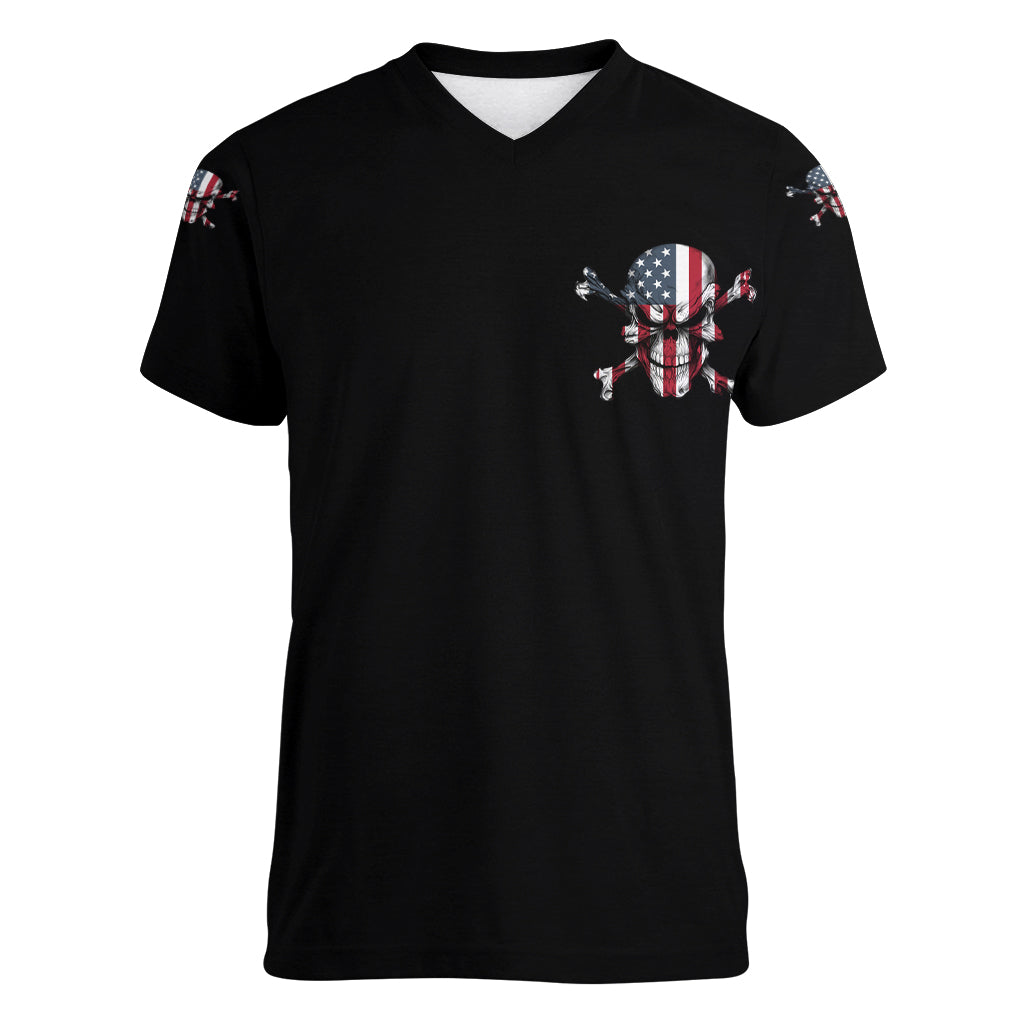 This Is America Patriotic Skull Women V Neck T Shirt - Wonder Print Shop