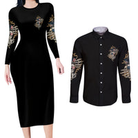 Don't Try To Figure Me Out Couples Matching Long Sleeve Bodycon Dress and Long Sleeve Button Shirt - Wonder Print Shop