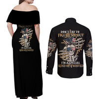 Don't Try To Figure Me Out Couples Matching Off Shoulder Maxi Dress and Long Sleeve Button Shirt - Wonder Print Shop