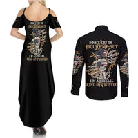 Don't Try To Figure Me Out Couples Matching Summer Maxi Dress and Long Sleeve Button Shirt - Wonder Print Shop
