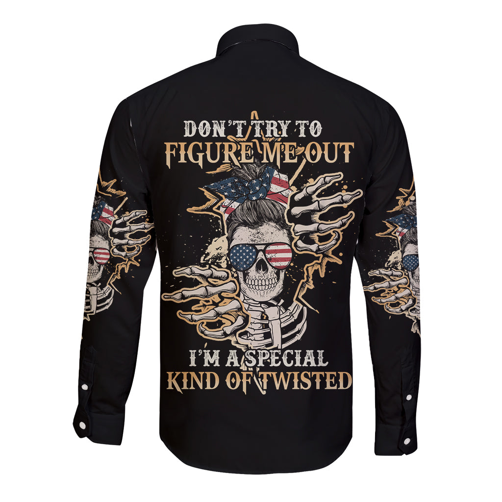 Don't Try To Figure Me Out Long Sleeve Button Shirt - Wonder Print Shop