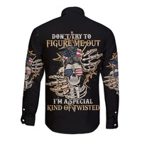 Don't Try To Figure Me Out Long Sleeve Button Shirt - Wonder Print Shop