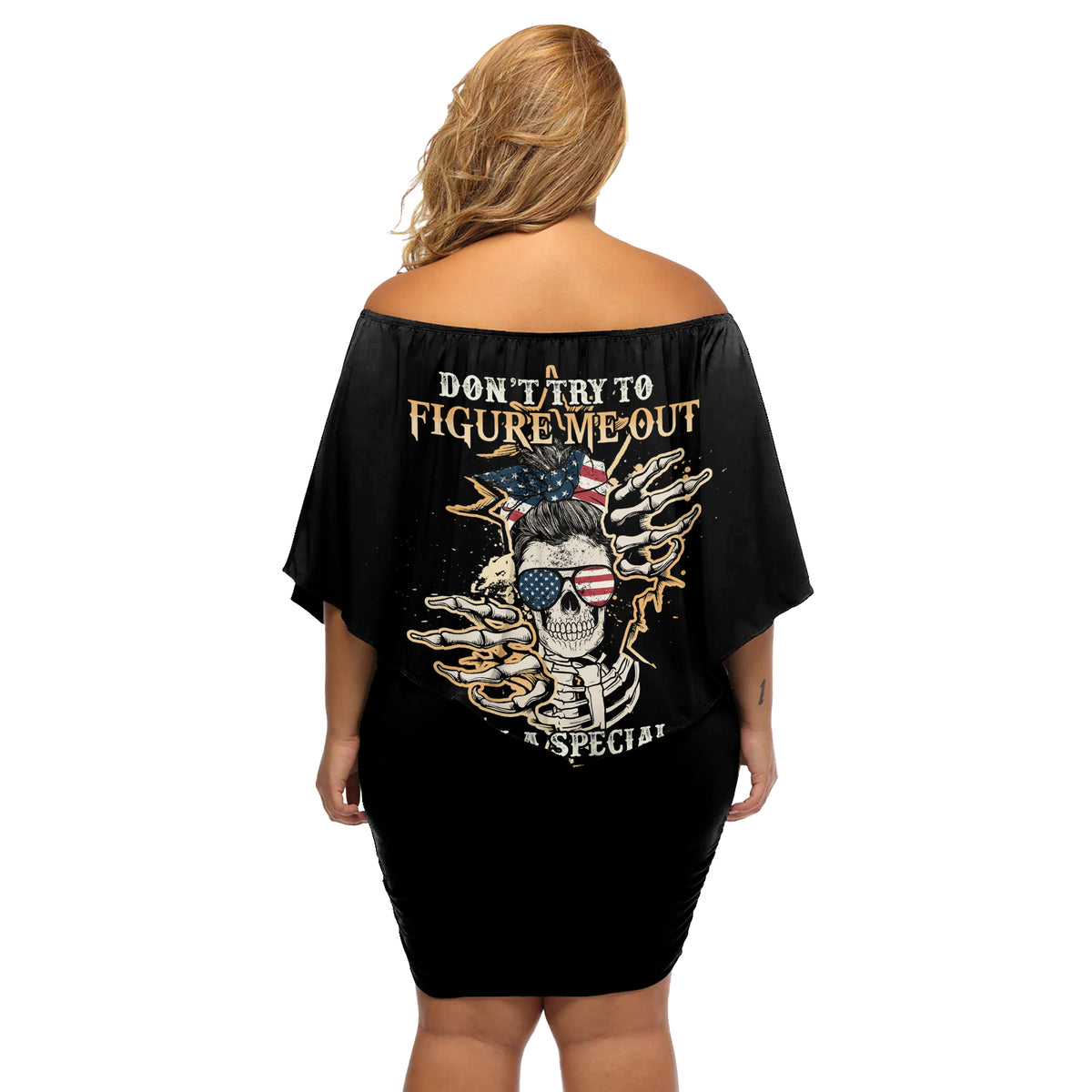 Don't Try To Figure Me Out Off Shoulder Short Dress - Wonder Print Shop