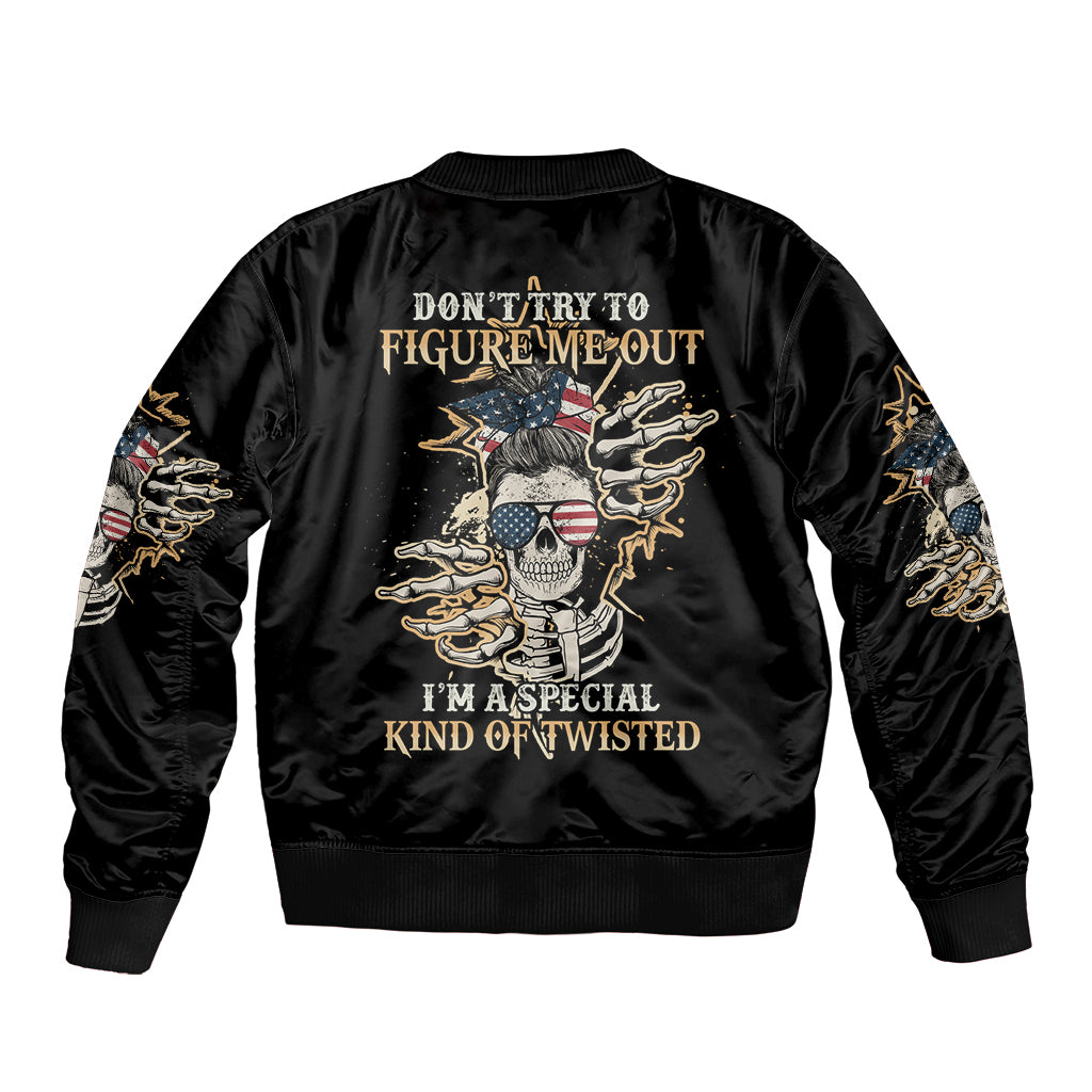 Don't Try To Figure Me Out Sleeve Zip Bomber Jacket - Wonder Print Shop