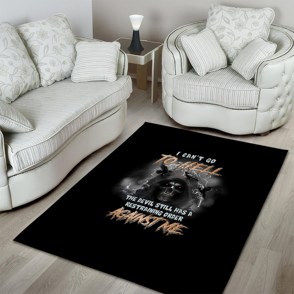 I Can't Go To Hell Reaper Bat Area Rug - Wonder Print Shop