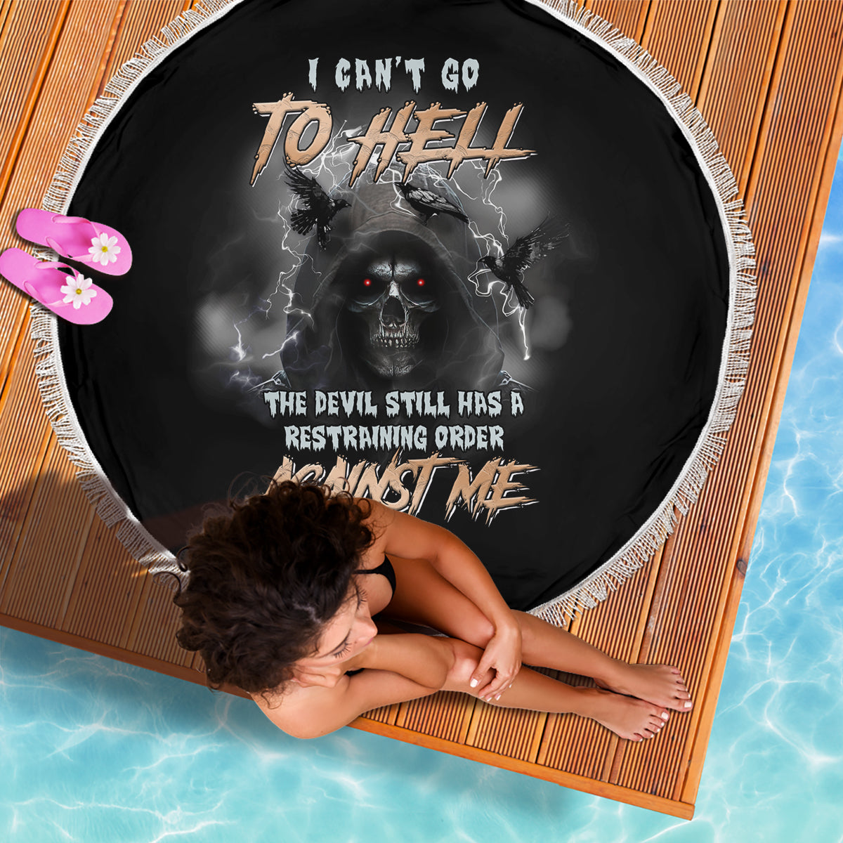 I Can't Go To Hell Reaper Bat Beach Blanket - Wonder Print Shop