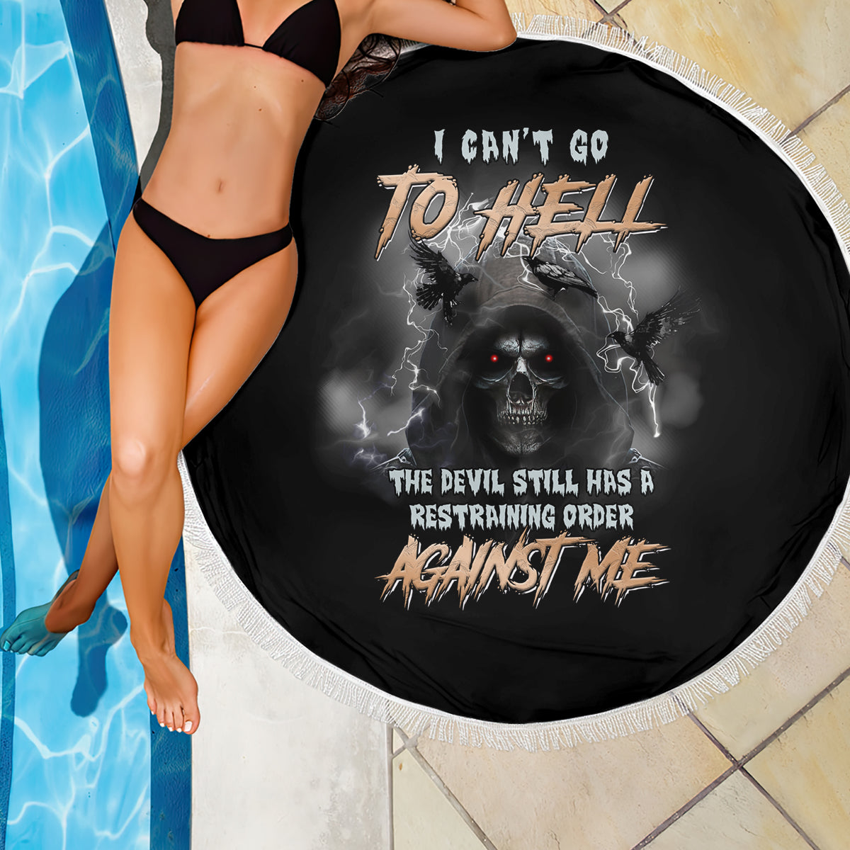 I Can't Go To Hell Reaper Bat Beach Blanket - Wonder Print Shop