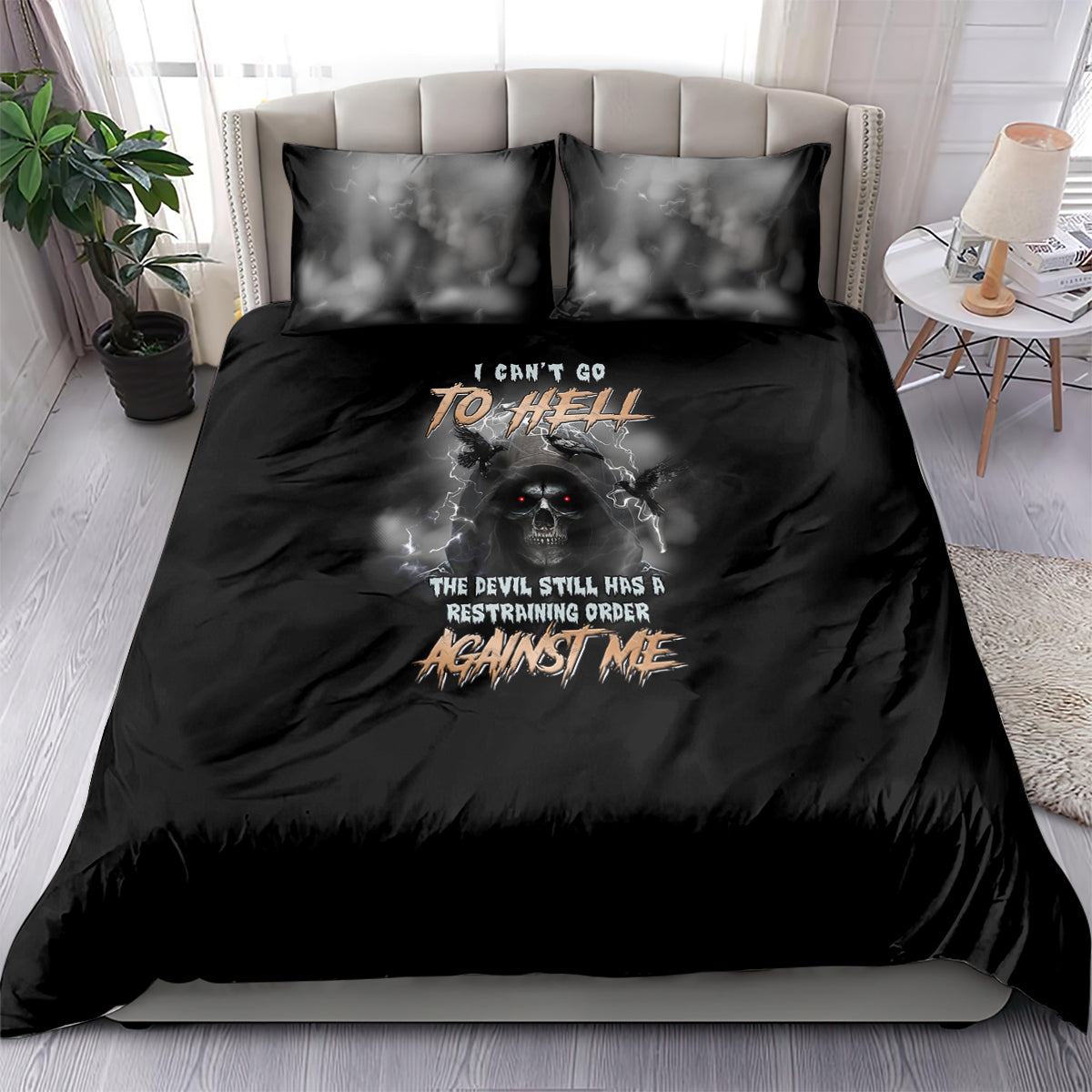 I Can't Go To Hell Reaper Bat Bedding Set - Wonder Print Shop