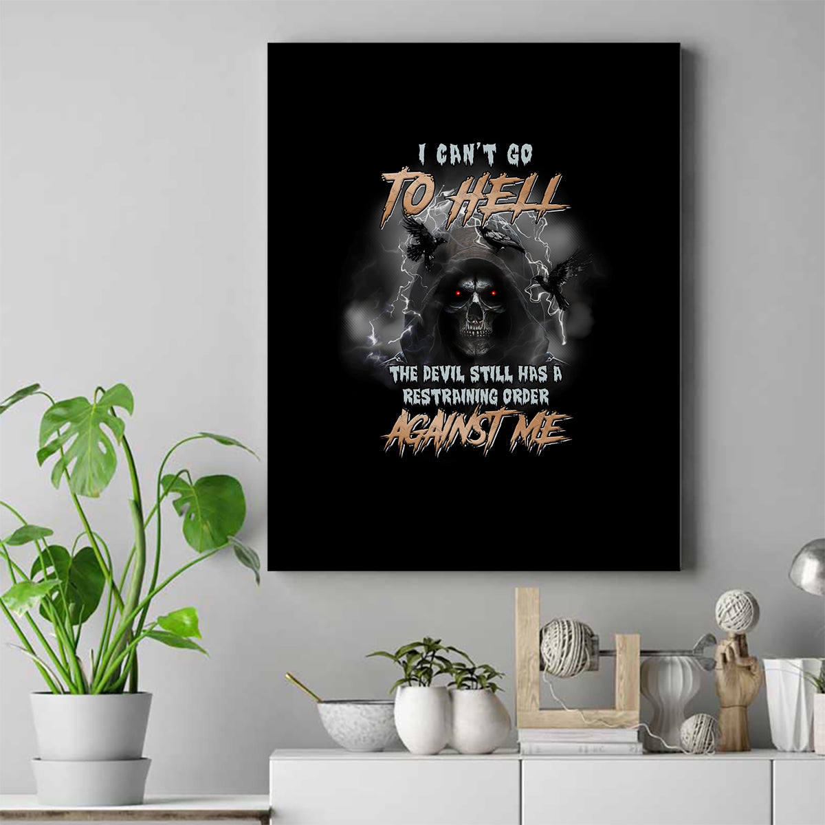I Can't Go To Hell Reaper Bat Canvas Wall Art - Wonder Print Shop