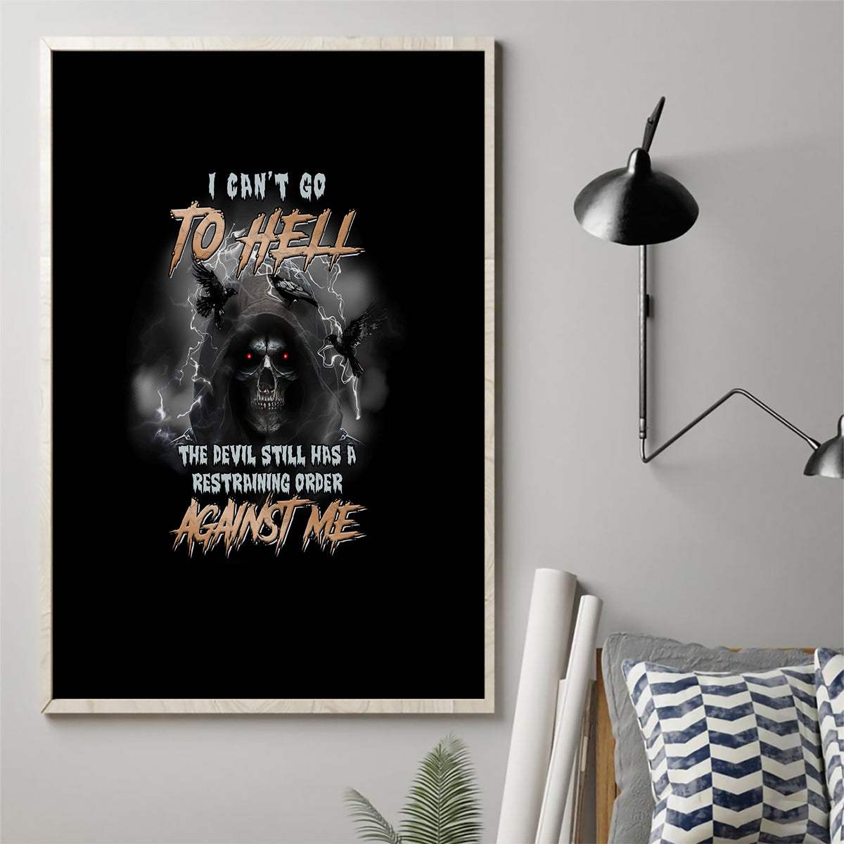 I Can't Go To Hell Reaper Bat Canvas Wall Art - Wonder Print Shop