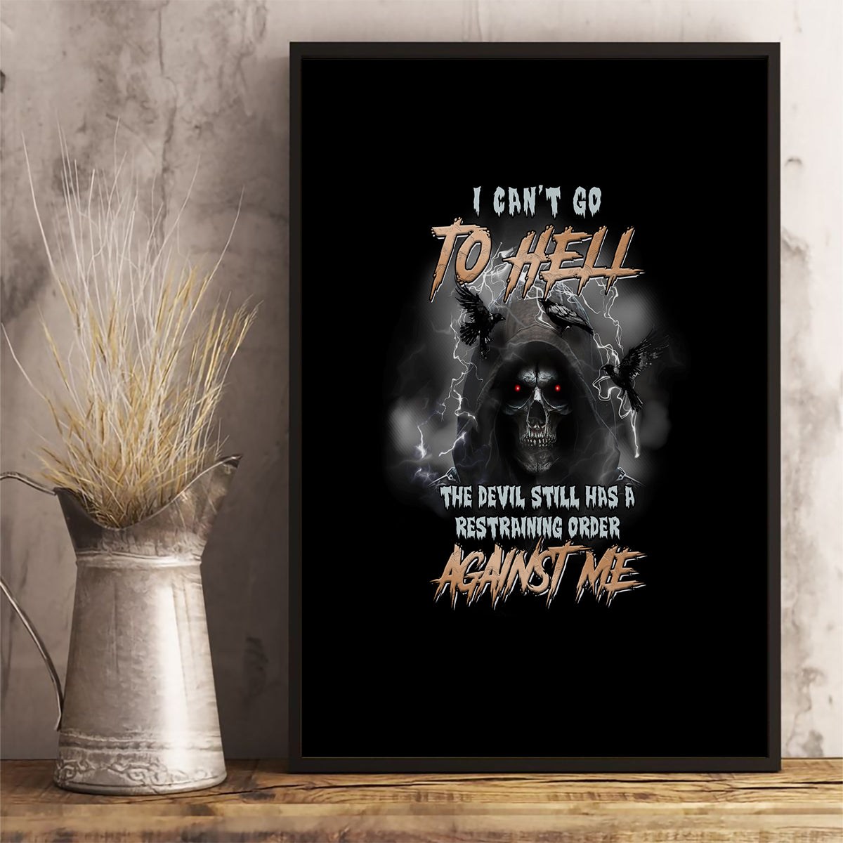 I Can't Go To Hell Reaper Bat Canvas Wall Art - Wonder Print Shop