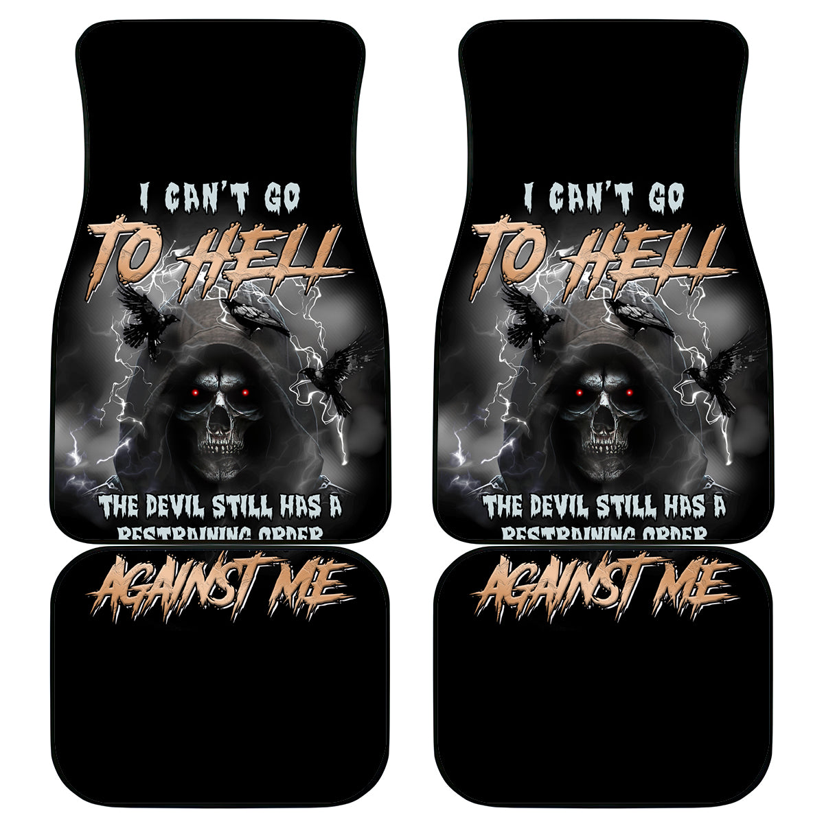 I Can't Go To Hell Reaper Bat Car Mats - Wonder Print Shop