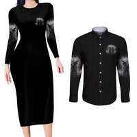 I Can't Go To Hell Reaper Bat Couples Matching Long Sleeve Bodycon Dress and Long Sleeve Button Shirt - Wonder Print Shop