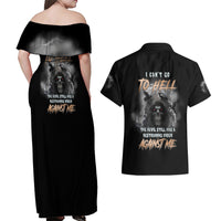 I Can't Go To Hell Reaper Bat Couples Matching Off Shoulder Maxi Dress and Hawaiian Shirt - Wonder Print Shop