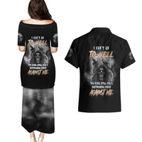 I Can't Go To Hell Reaper Bat Couples Matching Puletasi Dress and Hawaiian Shirt - Wonder Print Shop