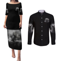 I Can't Go To Hell Reaper Bat Couples Matching Puletasi Dress and Long Sleeve Button Shirt - Wonder Print Shop