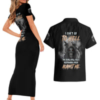 I Can't Go To Hell Reaper Bat Couples Matching Short Sleeve Bodycon Dress and Hawaiian Shirt - Wonder Print Shop