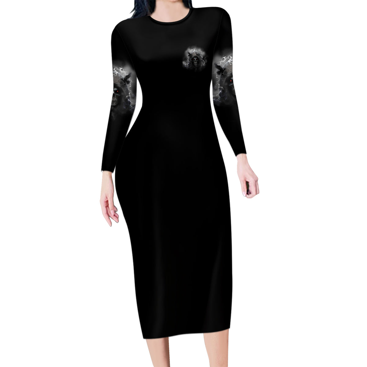 I Can't Go To Hell Reaper Bat Family Matching Long Sleeve Bodycon Dress and Hawaiian Shirt - Wonder Print Shop