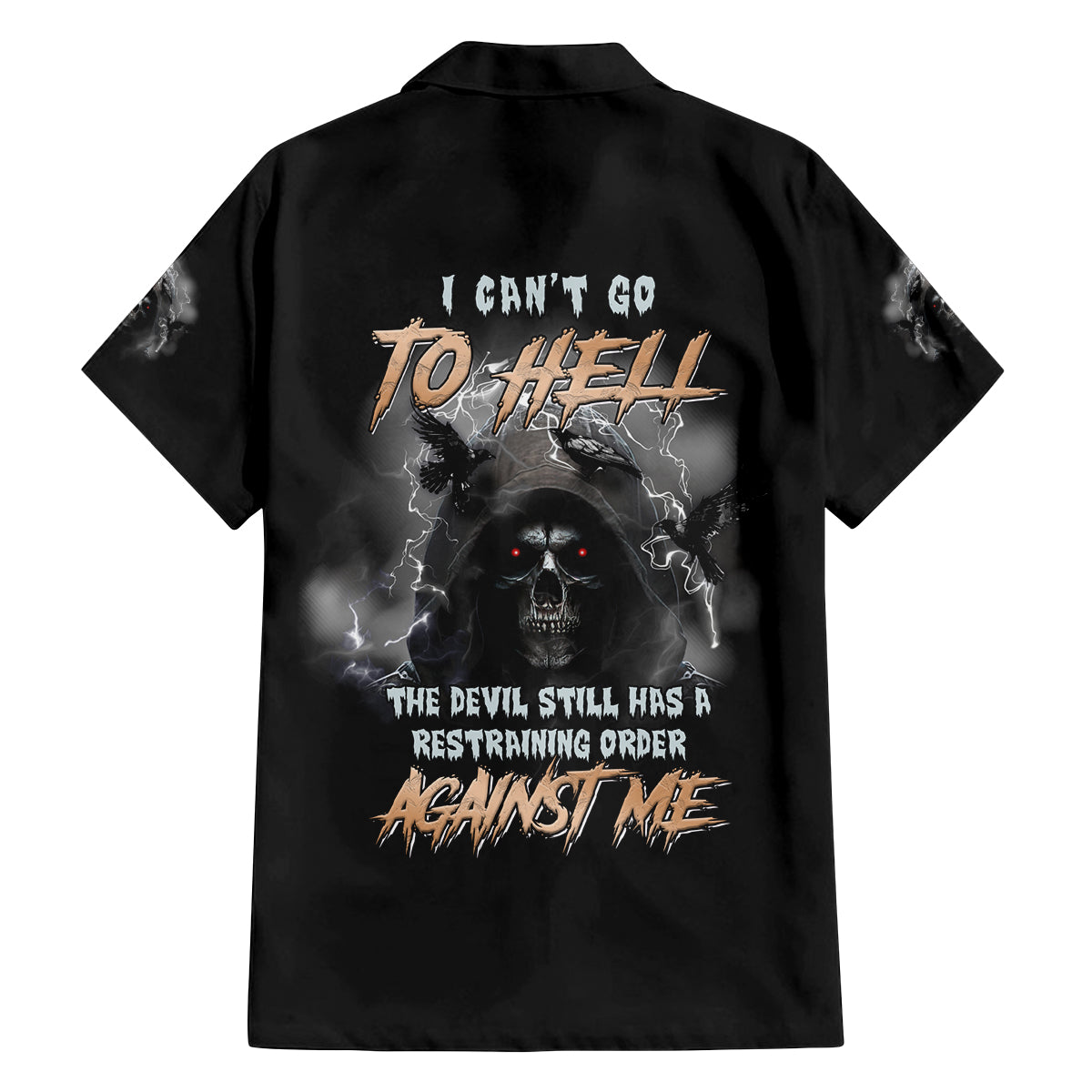 I Can't Go To Hell Reaper Bat Family Matching Off Shoulder Short Dress and Hawaiian Shirt - Wonder Print Shop