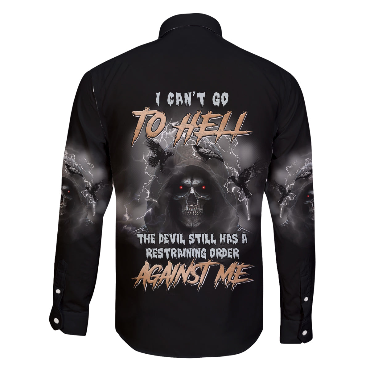 I Can't Go To Hell Reaper Bat Family Matching Off Shoulder Short Dress and Hawaiian Shirt - Wonder Print Shop