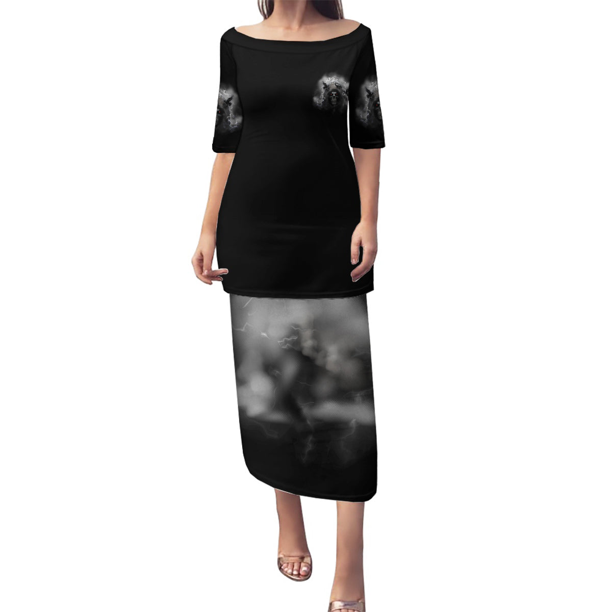 I Can't Go To Hell Reaper Bat Family Matching Puletasi Dress and Hawaiian Shirt - Wonder Print Shop