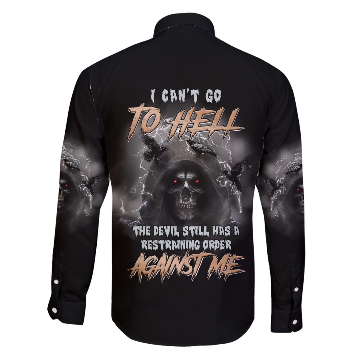 I Can't Go To Hell Reaper Bat Family Matching Short Sleeve Bodycon Dress and Hawaiian Shirt - Wonder Print Shop