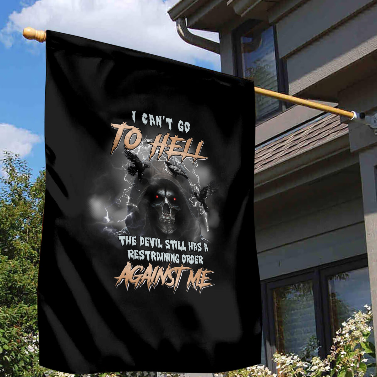 I Can't Go To Hell Reaper Bat Garden Flag - Wonder Print Shop