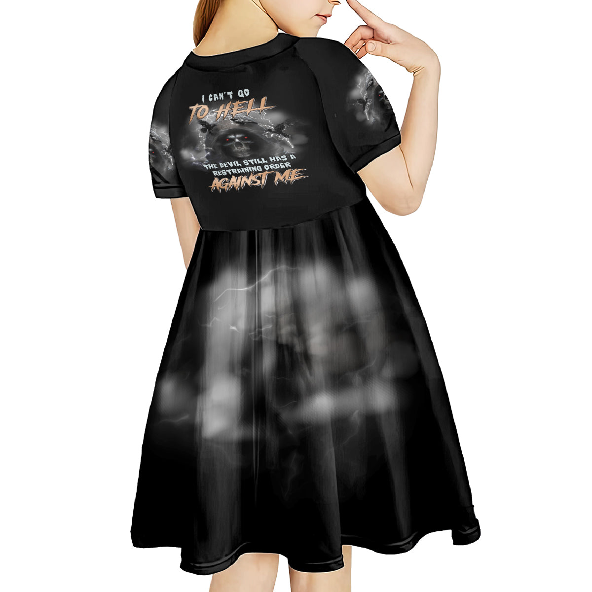 I Can't Go To Hell Reaper Bat Kid Short Sleeve Dress - Wonder Print Shop