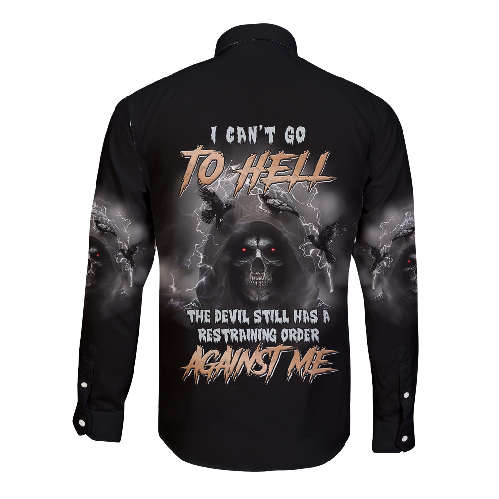 I Can't Go To Hell Reaper Bat Long Sleeve Button Shirt - Wonder Print Shop