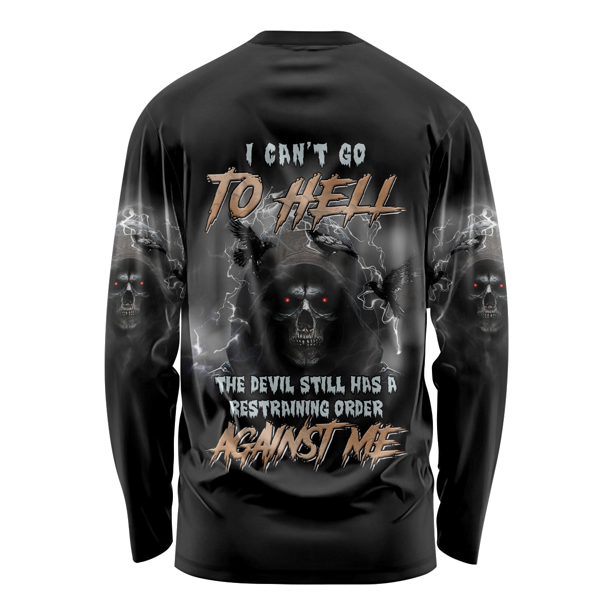 I Can't Go To Hell Reaper Bat Long Sleeve Shirt - Wonder Print Shop