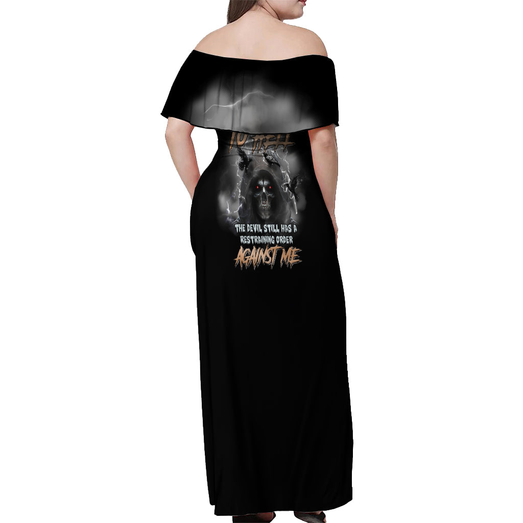 I Can't Go To Hell Reaper Bat Off Shoulder Maxi Dress - Wonder Print Shop