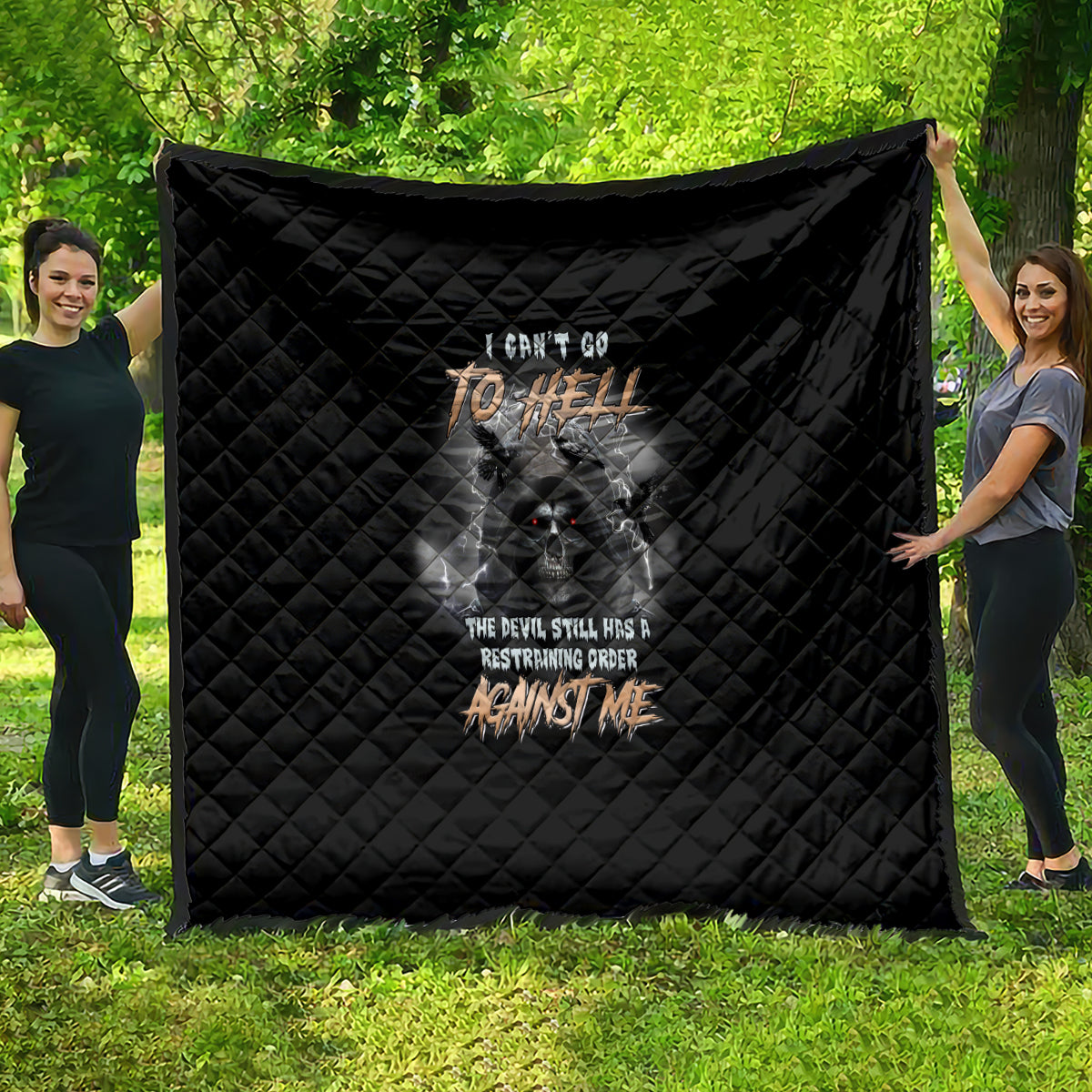 I Can't Go To Hell Reaper Bat Quilt - Wonder Print Shop
