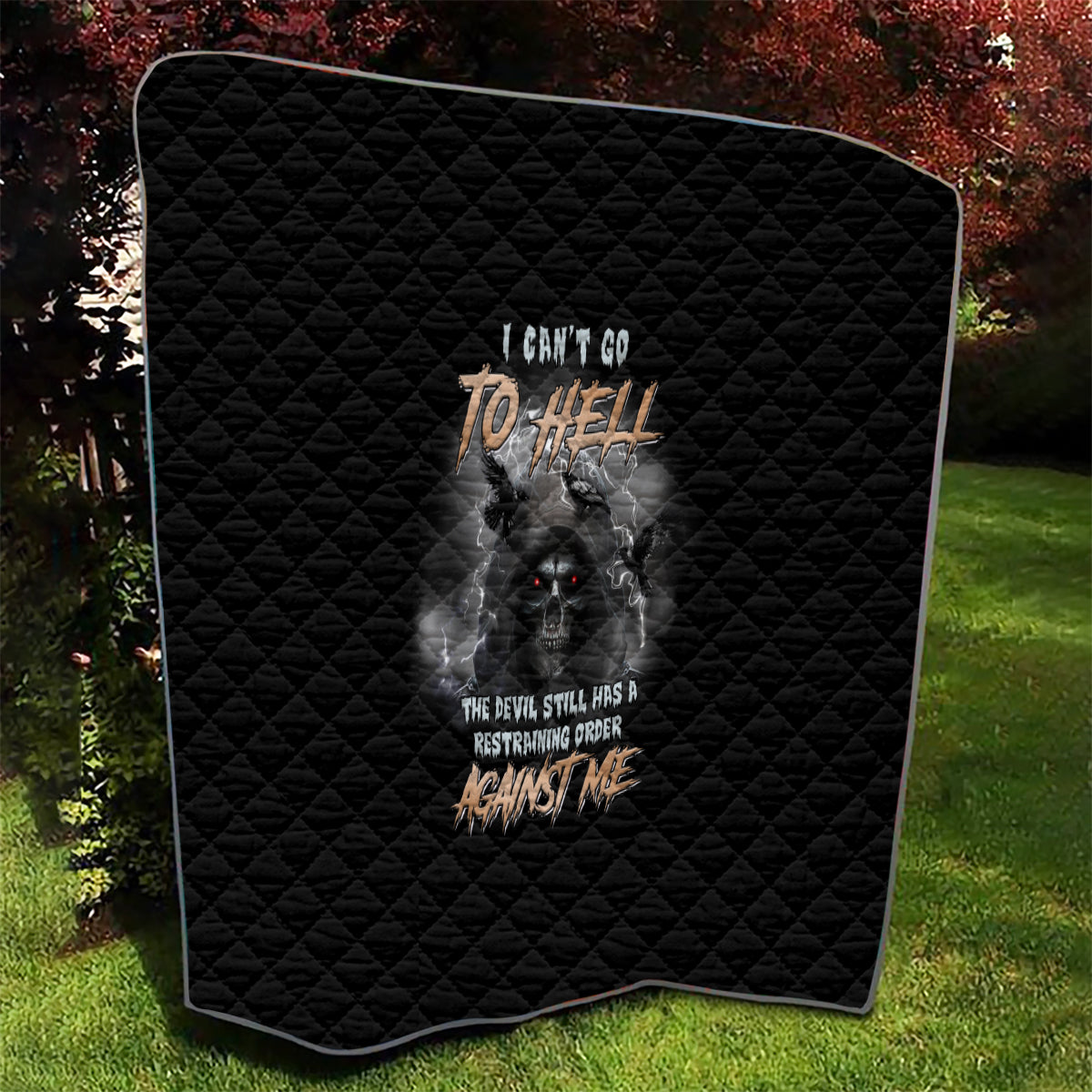I Can't Go To Hell Reaper Bat Quilt - Wonder Print Shop