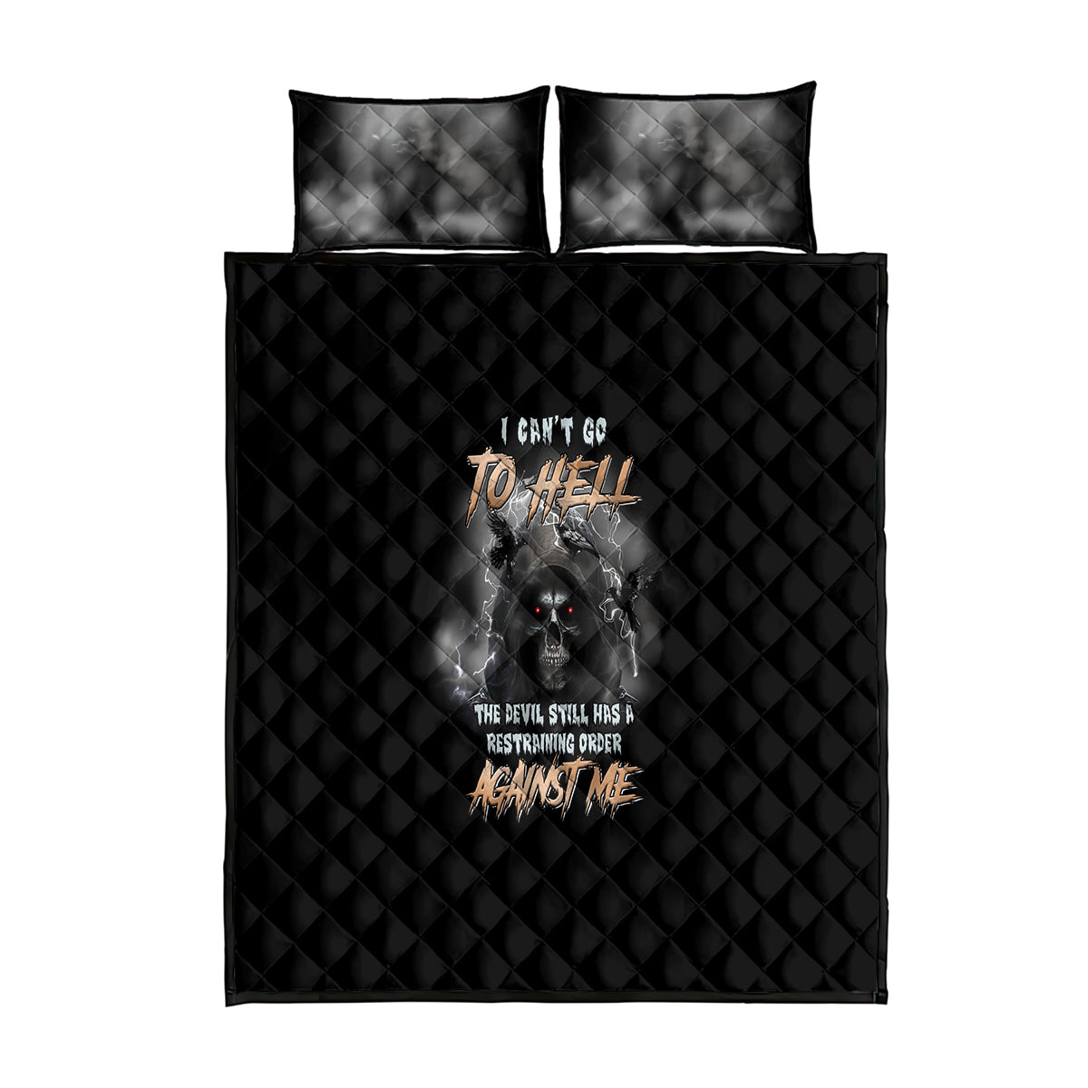 I Can't Go To Hell Reaper Bat Quilt Bed Set - Wonder Print Shop