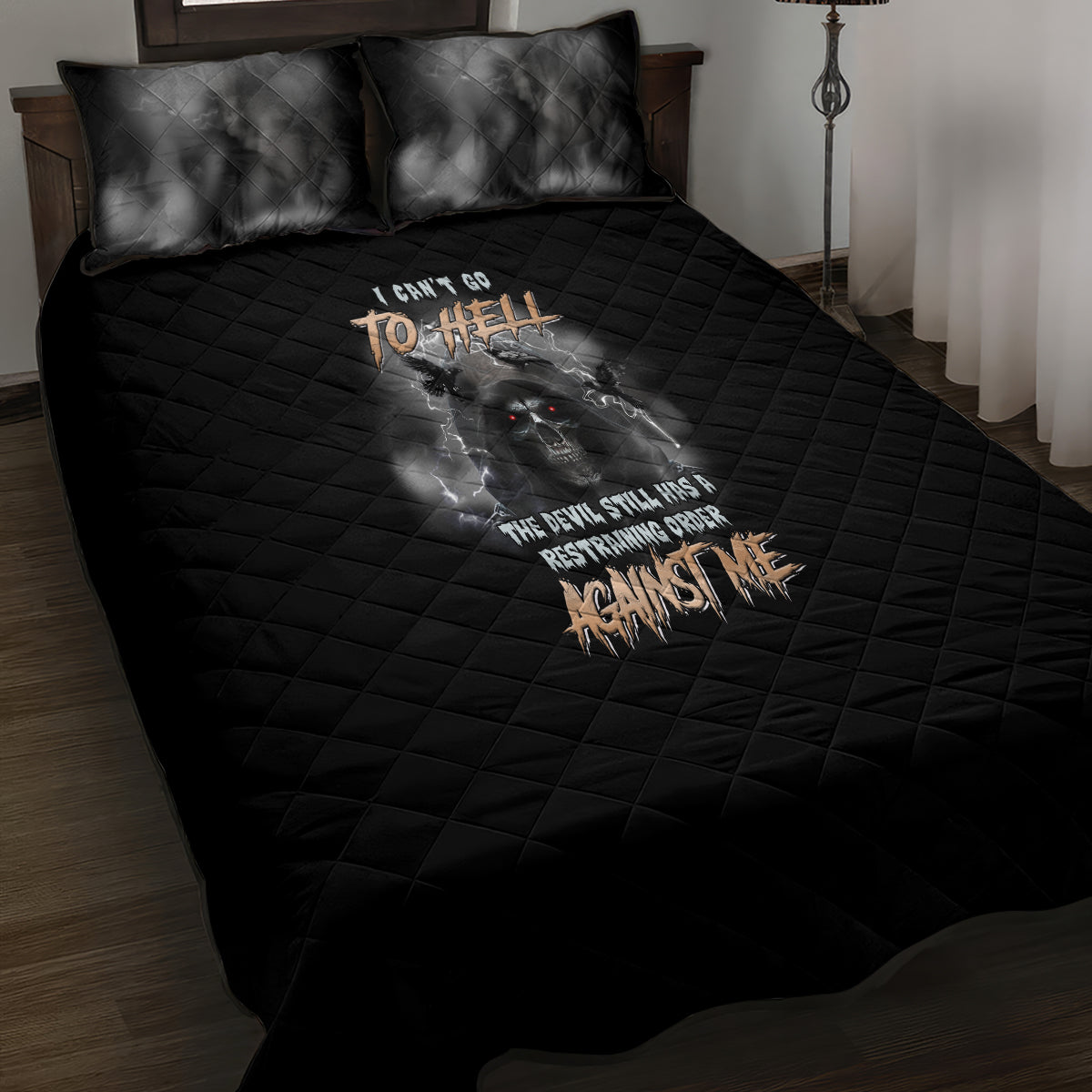 I Can't Go To Hell Reaper Bat Quilt Bed Set - Wonder Print Shop