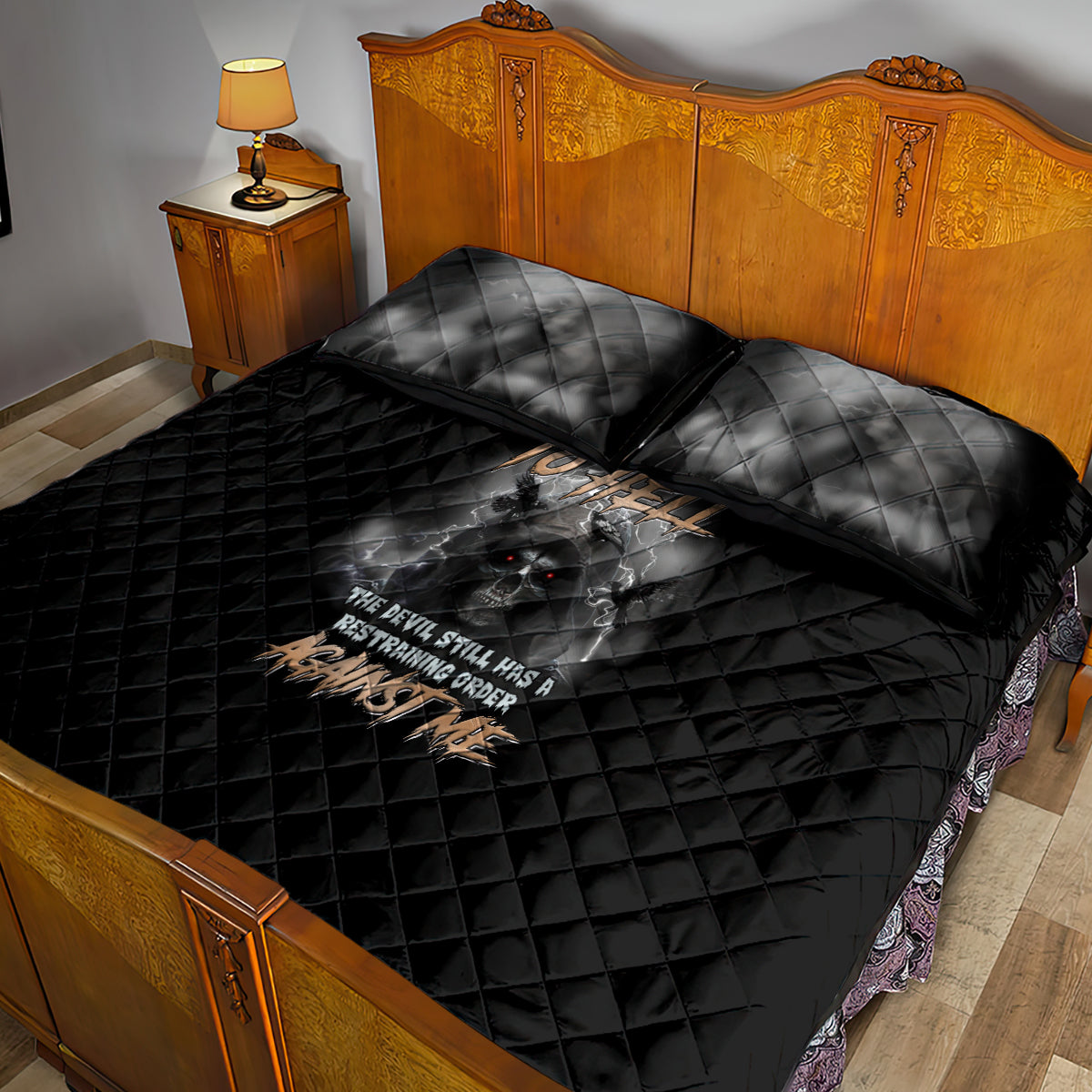 I Can't Go To Hell Reaper Bat Quilt Bed Set - Wonder Print Shop