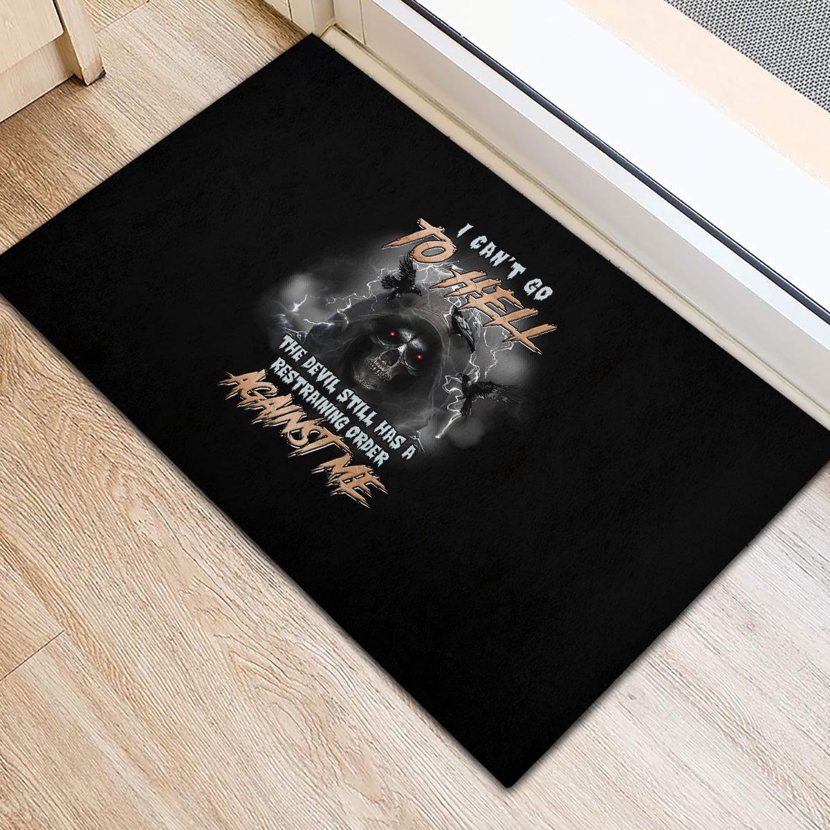 I Can't Go To Hell Reaper Bat Rubber Doormat - Wonder Print Shop