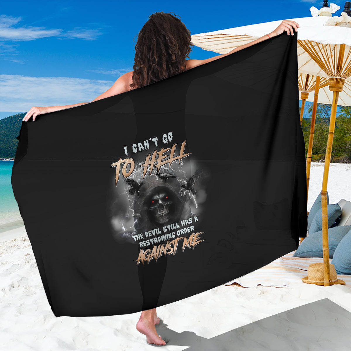 I Can't Go To Hell Reaper Bat Sarong - Wonder Print Shop
