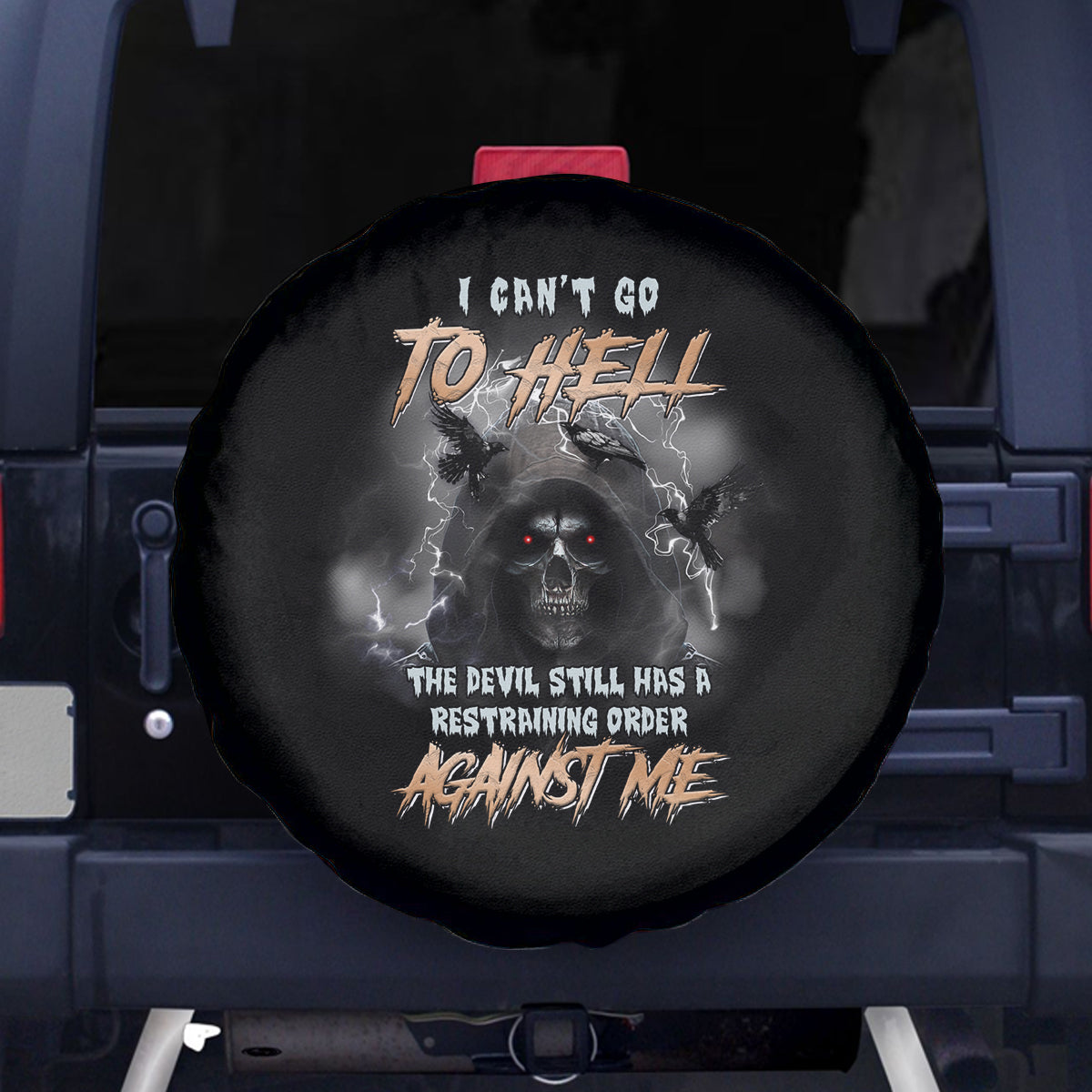 I Can't Go To Hell Reaper Bat Spare Tire Cover - Wonder Print Shop