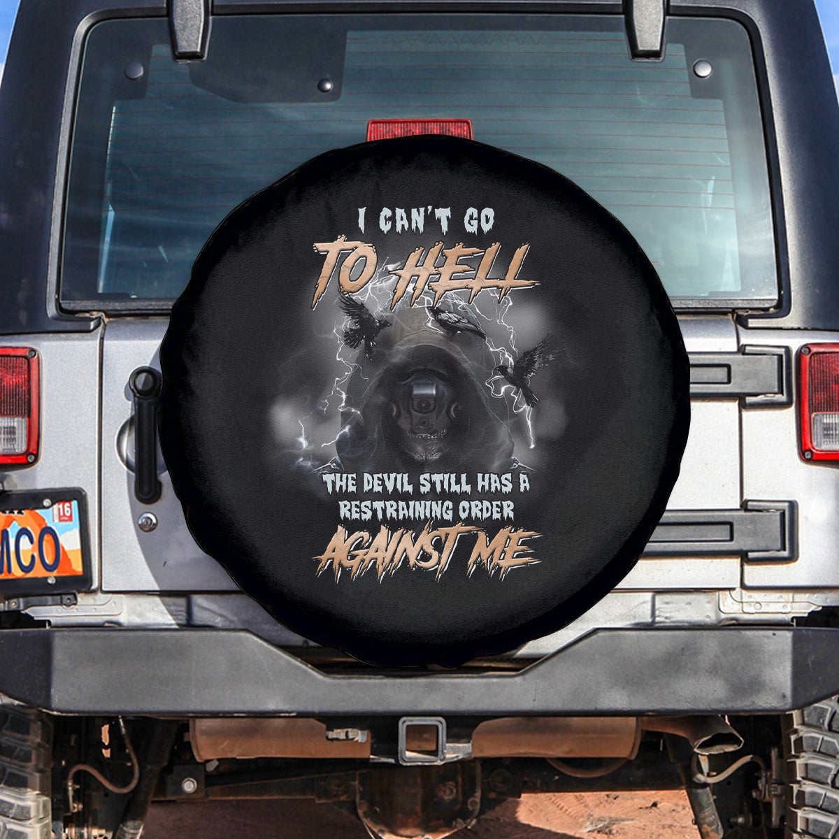 I Can't Go To Hell Reaper Bat Spare Tire Cover - Wonder Print Shop